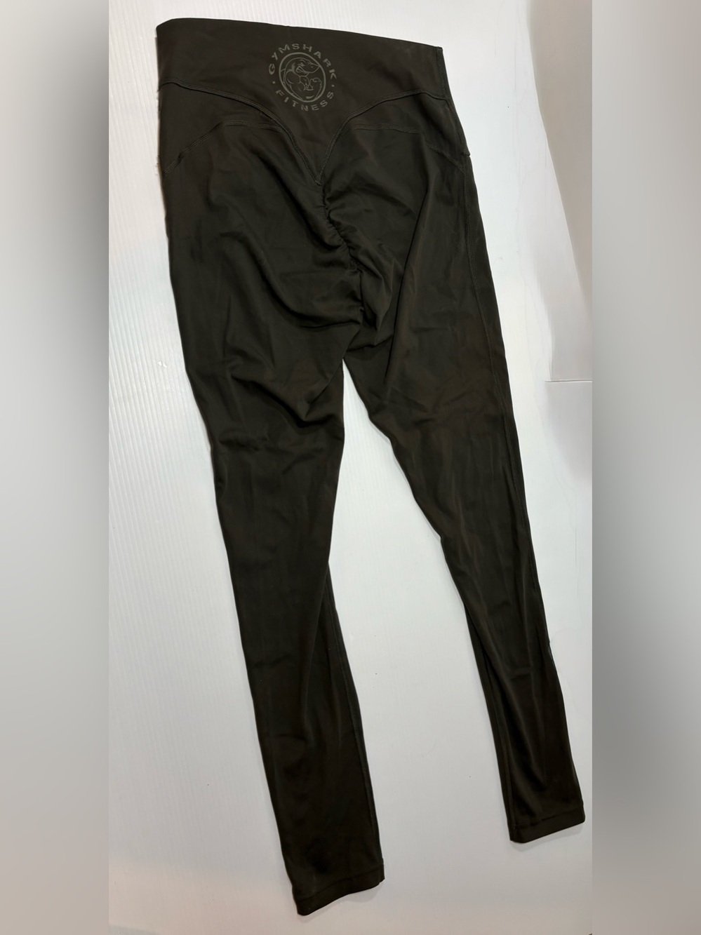 Gymshark Olive Green High-Waist Leggings with Ruched Back Detail